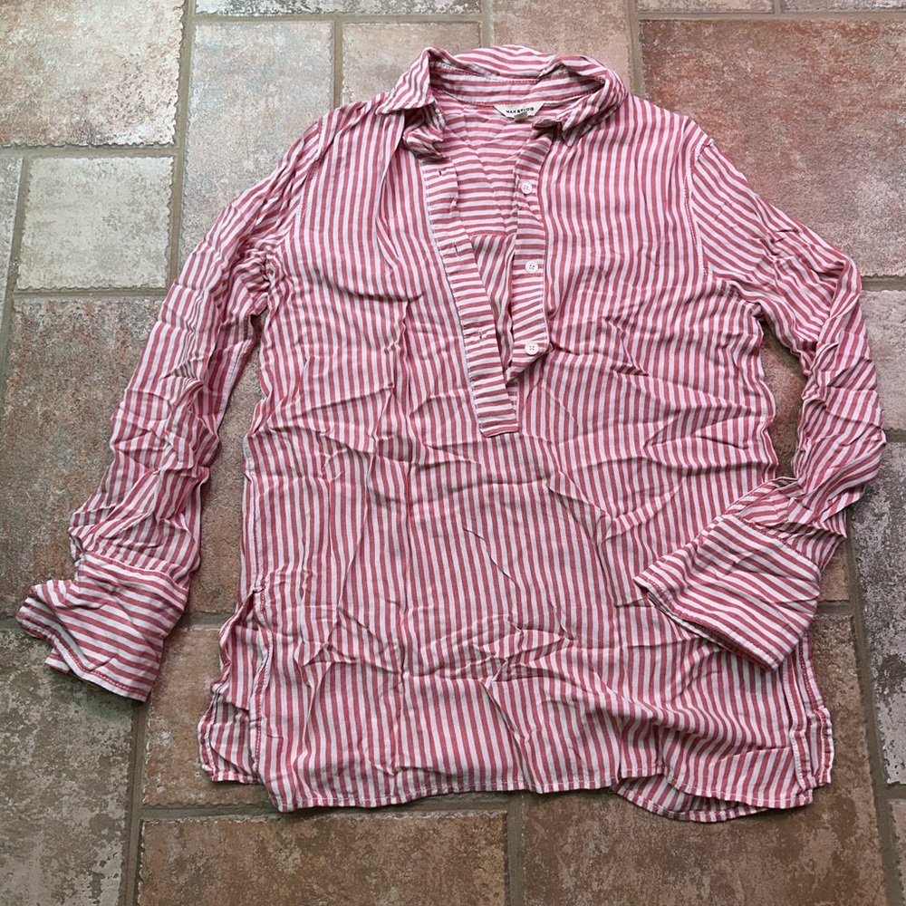 Max Studio Red and White Striped Shirt